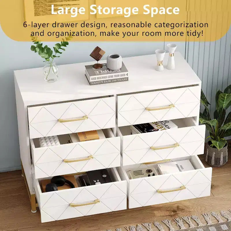Commode de rangement Zstar à 6 tiroirs pour chambre, salon, couloir