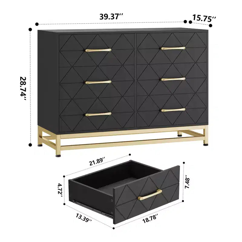 Commode de rangement Zstar à 6 tiroirs pour chambre, salon, couloir