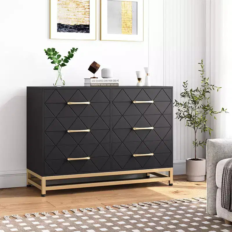 Commode de rangement Zstar à 6 tiroirs pour chambre, salon, couloir