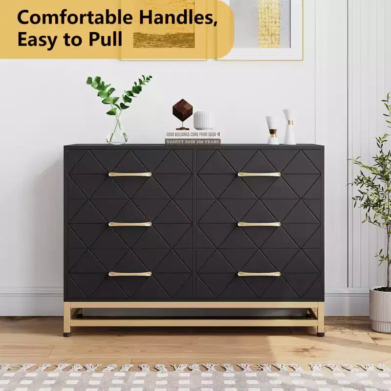 Commode de rangement Zstar à 6 tiroirs pour chambre, salon, couloir