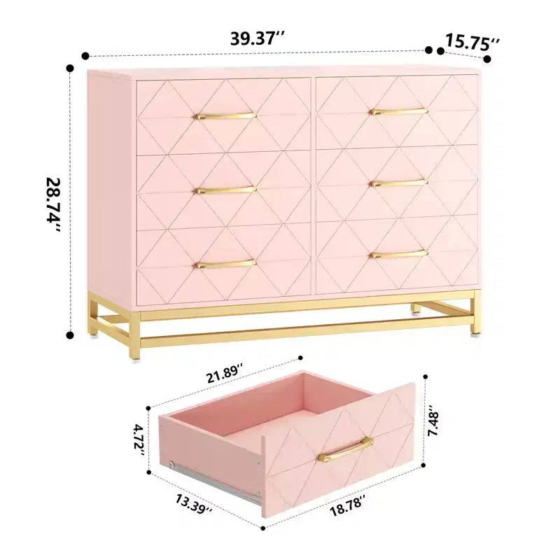 Commode de rangement Zstar à 6 tiroirs pour chambre, salon, couloir