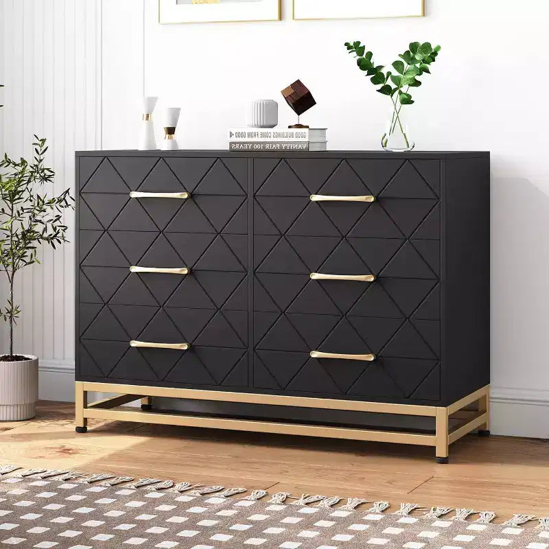 Zstar 6 Drawers Storage Dresser for Bedroom, Living Room, Hallway