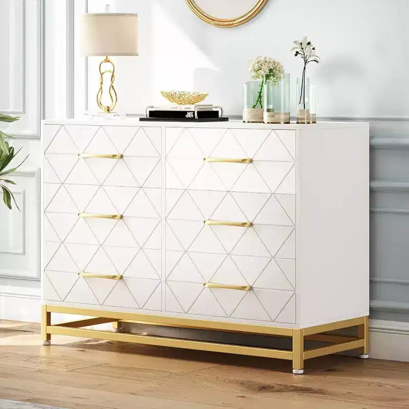 Commode de rangement Zstar à 6 tiroirs pour chambre, salon, couloir