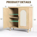 Bahut de rangement de cuisine avec rotin, pieds en bois massif pour salon, couloir