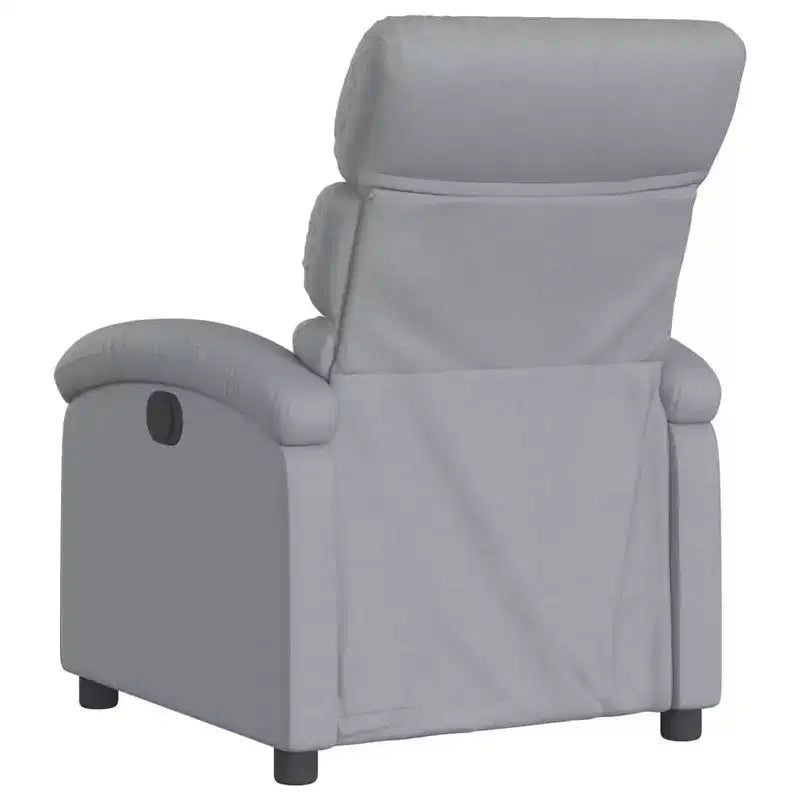 Fauteuil inclinable de massage vidaXL – Réglage manuel, tissu gris clair, massage par vibrations, alimenté par USB, pochette latérale, accoudoirs rembourrés