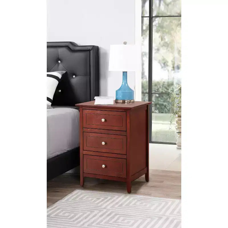 Table de chevet HomeStock 63,5 cm H x 48,26 cm l x 38,1 cm P, 3 tiroirs, Rangement compact