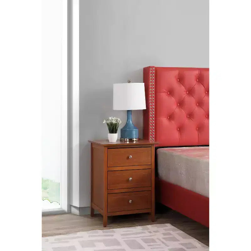 Table de chevet HomeStock 63,5 cm H x 48,26 cm l x 38,1 cm P, 3 tiroirs, Rangement compact