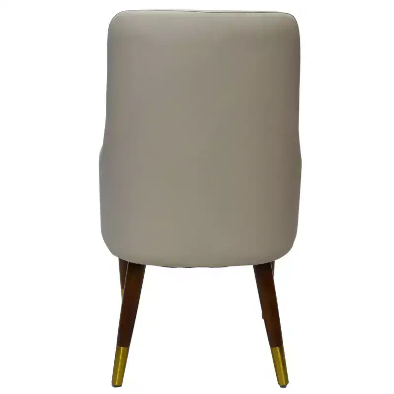 Chaise de salle à manger LeisureMod Viva avec accoudoirs, revêtement en cuir et pieds en bois doré pour cuisine et maison modernes, lot de 2