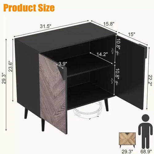 Meuble de rangement de 31,5 pouces avec étagère et portes, buffet moderne avec rangement