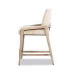 Tabouret de comptoir rembourré Jennifer Taylor Home Arizona 25,5 en bois de frêne massif avec détail en corde, fausse fourrure blanche Crème de la Crème