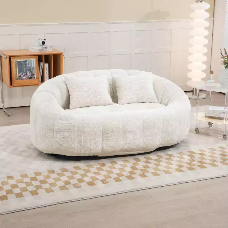Canapé pouf MAYEERTY en chenille beige à dossier haut pour adultes et enfants, intérieur et extérieur