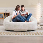 Canapé pouf MAYEERTY en chenille beige à dossier haut pour adultes et enfants, intérieur et extérieur