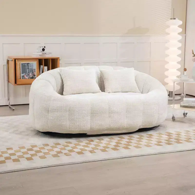 Canapé pouf MAYEERTY en chenille beige à dossier haut pour adultes et enfants, intérieur et extérieur