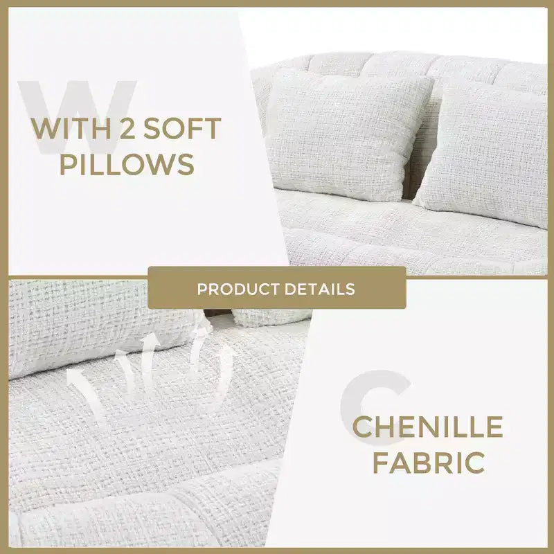 Canapé pouf MAYEERTY en chenille beige à dossier haut pour adultes et enfants, intérieur et extérieur