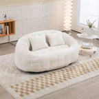 Canapé pouf MAYEERTY en chenille beige à dossier haut pour adultes et enfants, intérieur et extérieur