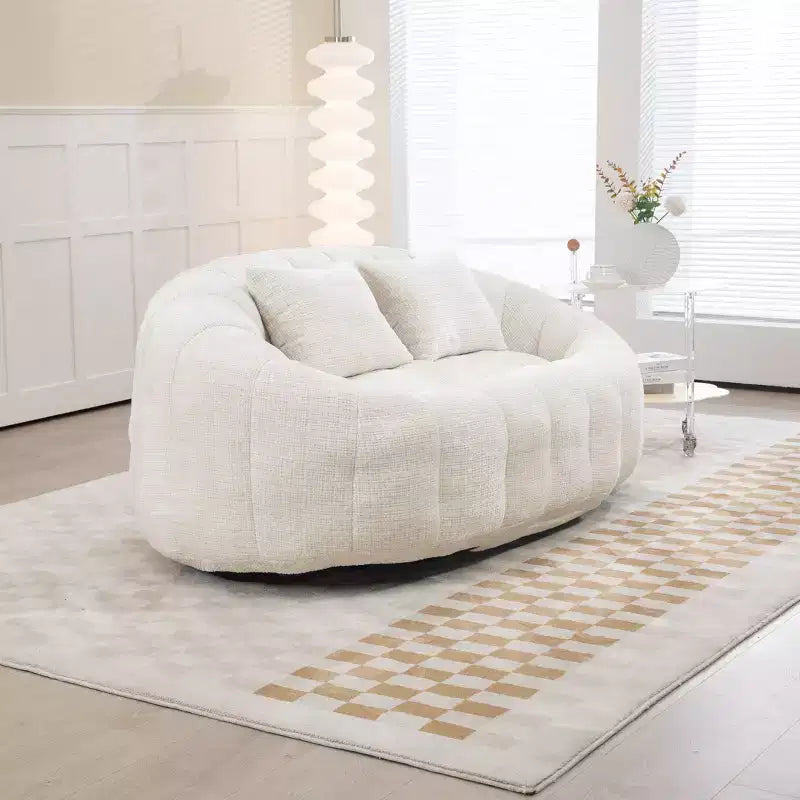 Canapé pouf MAYEERTY en chenille beige à dossier haut pour adultes et enfants, intérieur et extérieur