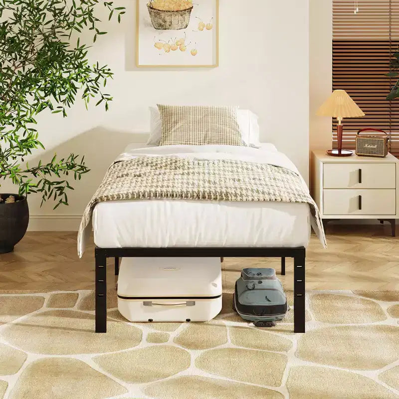 Cadres de lit double 12 pouces de hauteur Karl Home robustes, plateforme de lit en métal, pas besoin de sommier tapissier