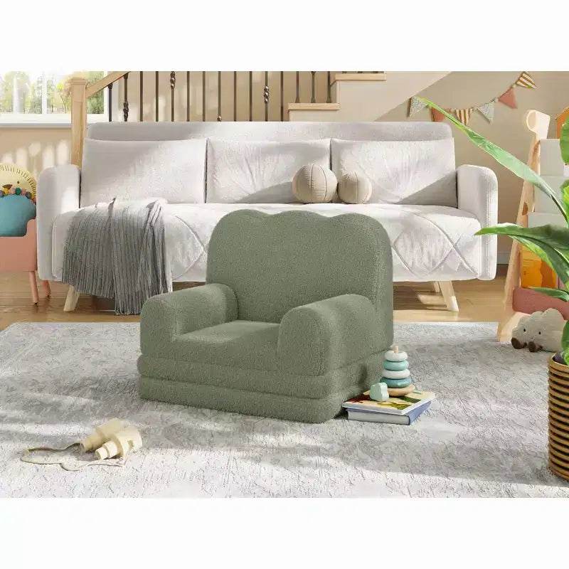Canapé pour enfants, fauteuil-canapé pour tout-petits 2-en-1 convertible en tissu polaire Teddy, chaise longue pliable douce pour enfants, canapé-lit confortable