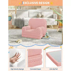 Canapé pour enfants, fauteuil-canapé pour tout-petits 2-en-1 convertible en tissu polaire Teddy, chaise longue pliable douce pour enfants, canapé-lit confortable