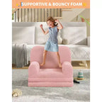 Canapé pour enfants, fauteuil-canapé pour tout-petits 2-en-1 convertible en tissu polaire Teddy, chaise longue pliable douce pour enfants, canapé-lit confortable