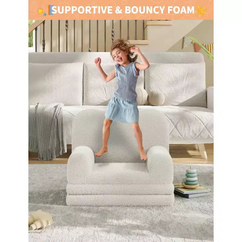 Canapé pour enfants, fauteuil-canapé pour tout-petits 2-en-1 convertible en tissu polaire Teddy, chaise longue pliable douce pour enfants, canapé-lit confortable