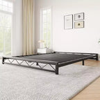 Lit plateforme en métal ondulé 1 pièce – 6 profil bas taille Queen, lattes en acier, aucun sommier tapissier requis, convient aux matelas standards