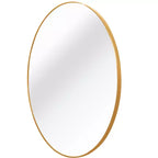 Miroir de courtoisie rond moderne en métal doré pour salle de bain - Mural