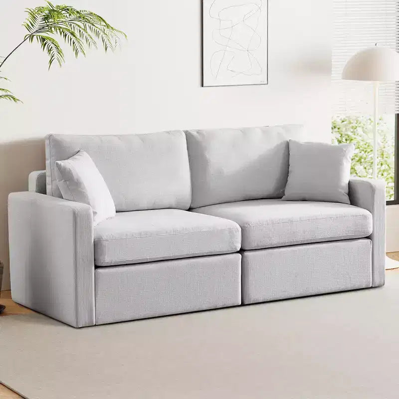 Dyonery 80 Canapé de salon, canapé moderne confortable en chenille avec coussins de siège profonds à ressorts, cadre en bois massif, revêtement amovible