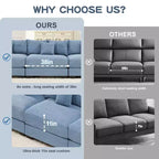 54.3 Canapé modulaire sectionnel Oversized Cloud, accoudoirs extra-épais, coussins à bonne résilience, design ergonomique, tissu velours côtelé doux de qualité supérieure