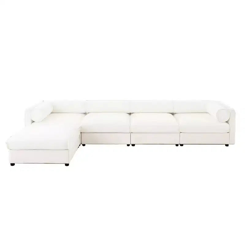 Canapé modulable avec rangement, dossier cylindrique et accoudoirs, assise profonde et confortable, durable et offrant un bon soutien pour le salon.