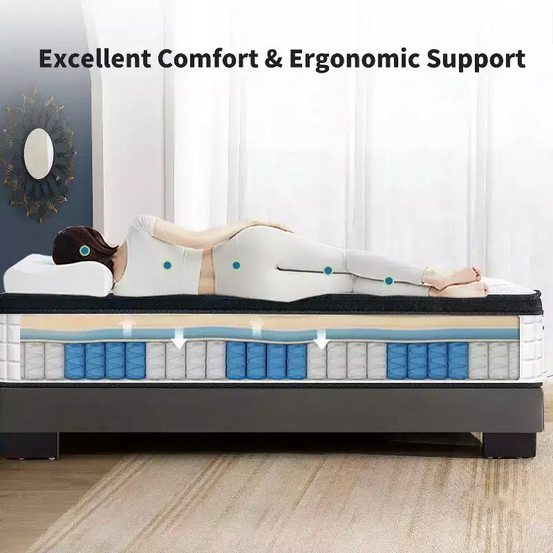 Matelas hybride GDFStudio Cliff Modern 12 avec revêtement respirant et mousse à mémoire de forme