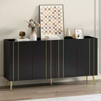 Meuble à chaussures luxueux CLIHOME avec 5 pieds en métal, meuble TV moderne avec 4 étagères réglables pour téléviseurs jusqu'à 70 pouces, buffet minimaliste