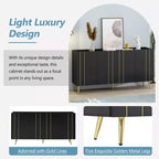 Meuble à chaussures luxueux CLIHOME avec 5 pieds en métal, meuble TV moderne avec 4 étagères réglables pour téléviseurs jusqu'à 70 pouces, buffet minimaliste