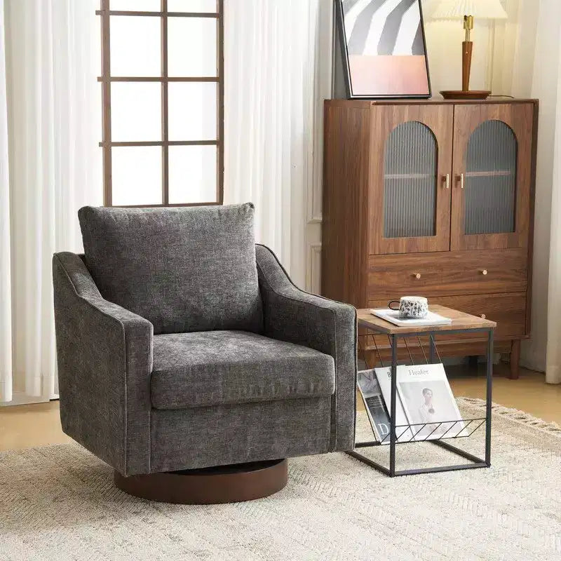 Fauteuil d'appoint pivotant Karl Home Chenille pour salon