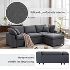 CLIHOME Canapé Sectionnel Convertible Rembourré en Duvet, Canapé en Forme de L avec Méridienne Réversible