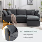 CLIHOME Canapé Sectionnel Convertible Rembourré en Duvet, Canapé en Forme de L avec Méridienne Réversible