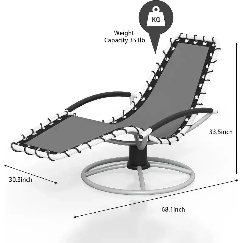 Chaise longue de patio - Pivotante à 360°, Chaises de bronzage avec accoudoirs pour toutes les saisons, Bord de piscine, Balcon, Jardin