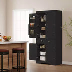 Meuble de rangement haut de cuisine de 71,7 po, buffet de rangement autoportant avec étagères réglables, vaisselier en bois