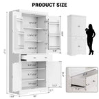 Meuble de rangement haut de cuisine de 71,7 po, buffet de rangement autoportant avec étagères réglables, vaisselier en bois