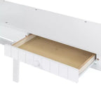 Lit mezzanine double Whisen Modern Design en bois avec tiroirs, armoire, étagères et bureau - Blanc
