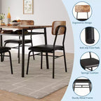Ensemble table et chaises moderne pour 4, table de cuisine 5 pièces avec cadre en métal, 4 chaises rembourrées et étagère de rangement pour petits espaces, appartement