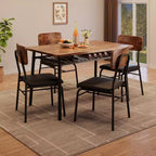 Ensemble table et chaises moderne pour 4, table de cuisine 5 pièces avec cadre en métal, 4 chaises rembourrées et étagère de rangement pour petits espaces, appartement