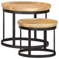 vidaXL Side Table Brown and black Solid mango wood and powder-coated steel