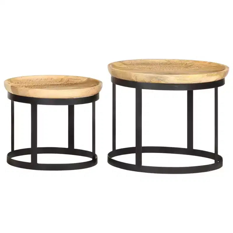 vidaXL Table d'appoint Bois de manguier massif et acier laqué marron et noir