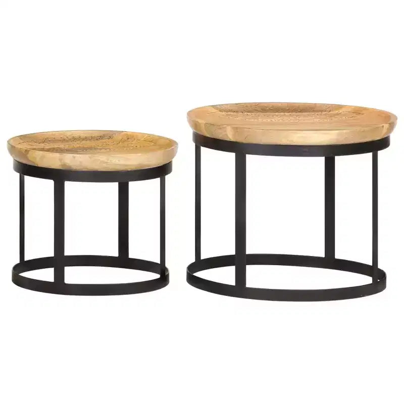 vidaXL Table d'appoint Bois de manguier massif et acier laqué marron et noir