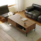 Tree city - Table basse moderne 47" en bois de santal doré avec porte à lattes et étagère ouverte