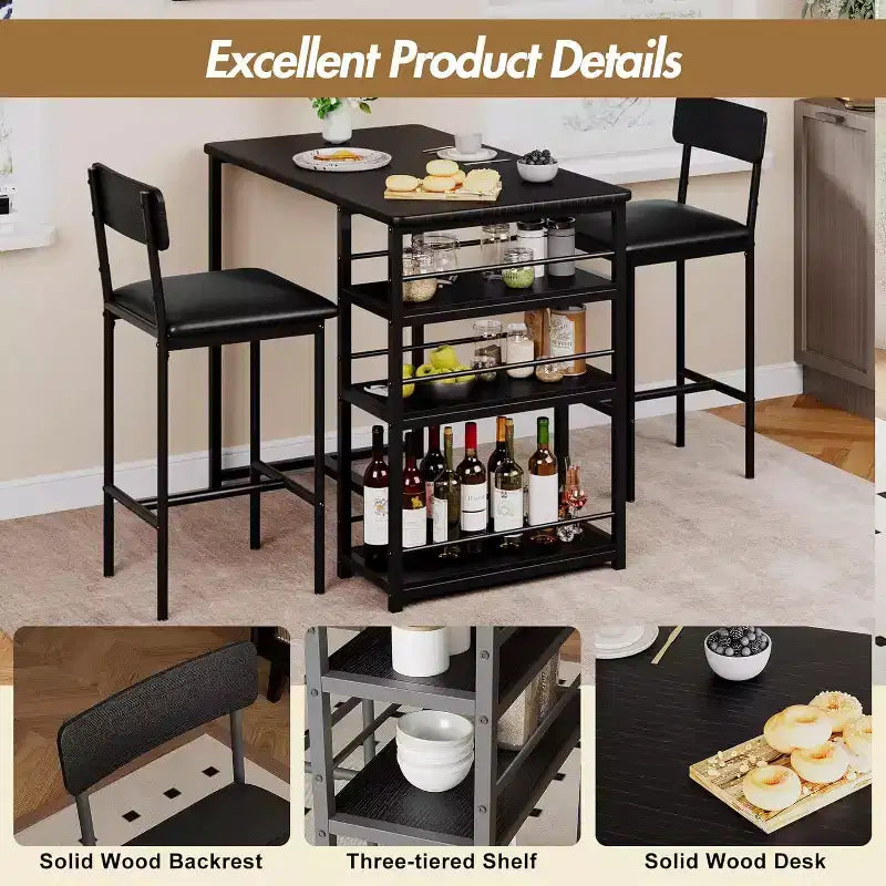 Lot de tabourets de bar, tabourets de bar rembourrés avec pieds en métal, repose-pieds et dossier, assise en PU, chaises hauteur cuisine