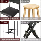 Lot de tabourets de bar, tabourets de bar rembourrés avec pieds en métal, repose-pieds et dossier, assise en PU, chaises hauteur cuisine