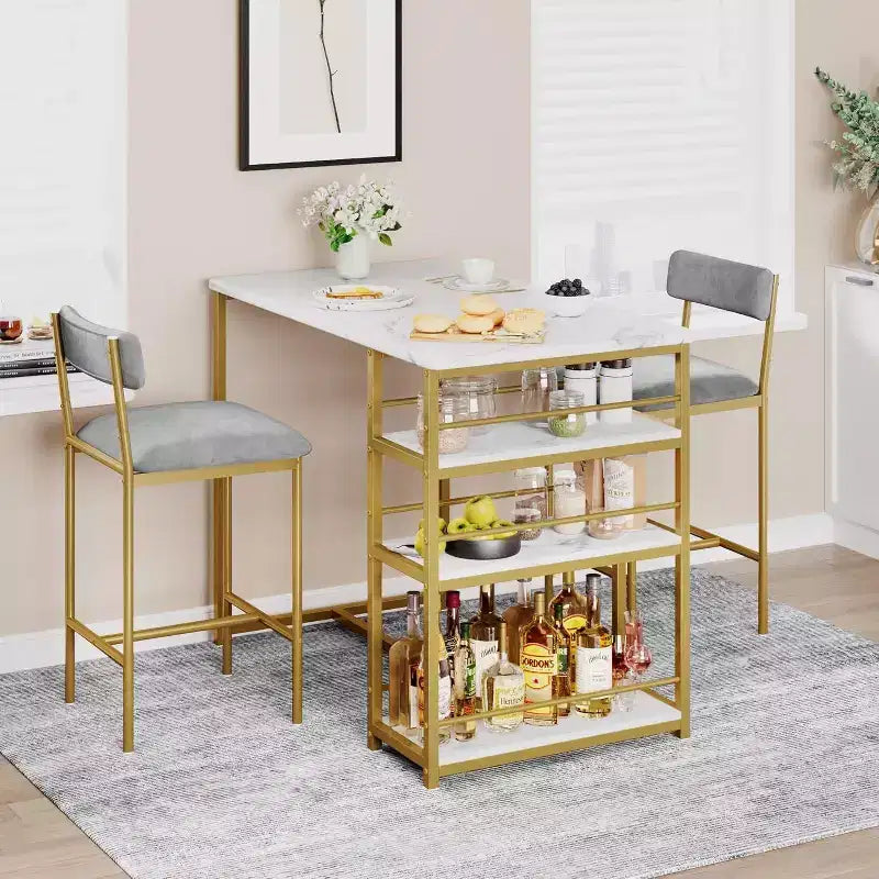 Lot de tabourets de bar, tabourets de bar rembourrés avec pieds en métal, repose-pieds et dossier, assise en PU, chaises hauteur cuisine