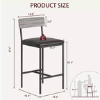 Lot de tabourets de bar, tabourets de bar rembourrés avec pieds en métal, repose-pieds et dossier, assise en PU, chaises hauteur cuisine